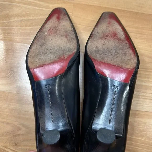 Santoni Black Leather Heels with Red Interior - Picture 5 of 5
